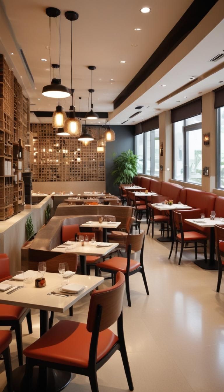 Modern Bistro Lounge with Designer Bar Counter & Brass Pendant Arrays #18